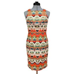 Maggy‎ London Petite Dress Multicolor Sleeveless Geo Print Career